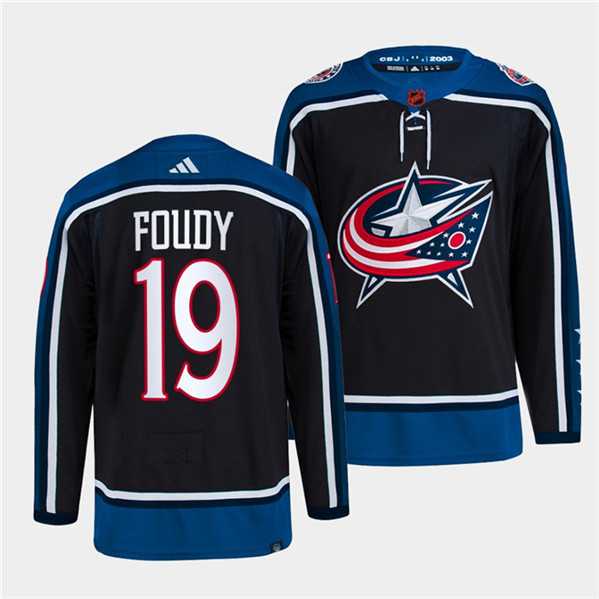 Mens Columbus Blue Jackets #19 Liam Foudy Navy 2022 Reverse Retro Stitched Jersey Dzhi->blue jackets->NHL Jersey